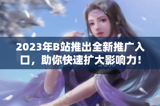 2023年B站推出全新推广入口，助你快速扩大影响力！