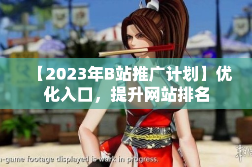 【2023年B站推广计划】优化入口，提升网站排名