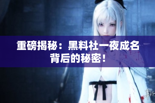 重磅揭秘：黑料社一夜成名背后的秘密！