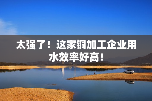 太强了！这家铜加工企业用水效率好高！