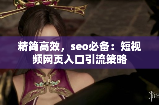 精简高效，seo必备：短视频网页入口引流策略