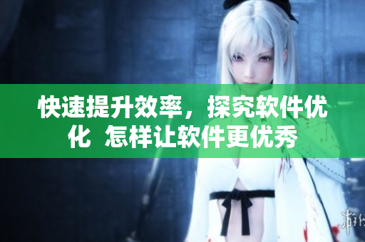 快速提升效率，探究软件优化  怎样让软件更优秀