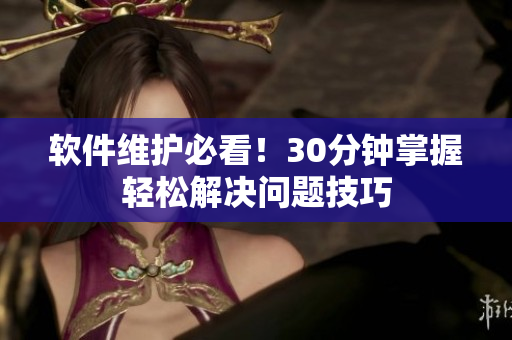 软件维护必看！30分钟掌握轻松解决问题技巧