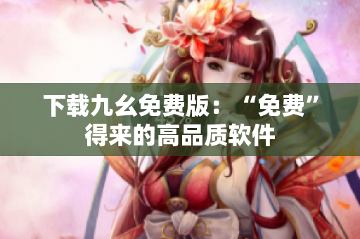 下载九幺免费版：“免费”得来的高品质软件