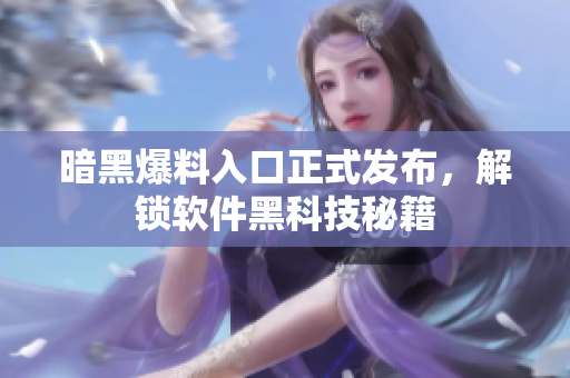 暗黑爆料入口正式发布，解锁软件黑科技秘籍