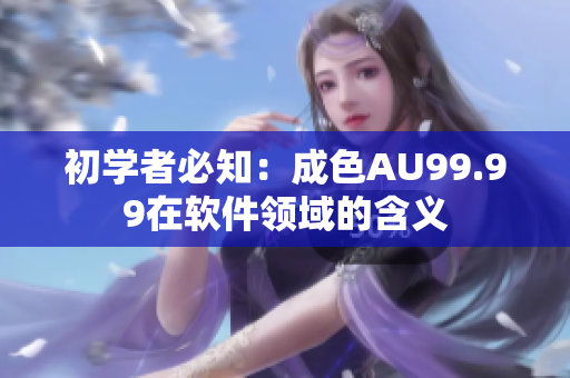 初学者必知：成色AU99.99在软件领域的含义